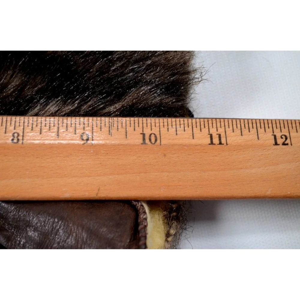 Vintage Faux‎ Fur Hat & Sherpa Lined Gloves Brown Variegated
